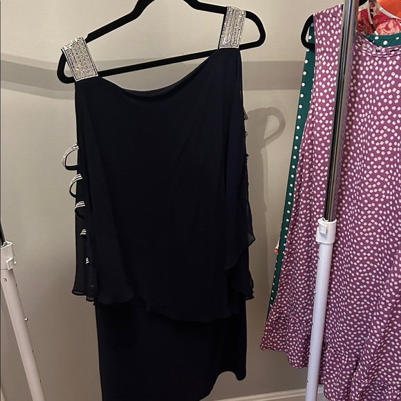 MSK Black Midi Dress with Silver Accents - Picture 1 of 2